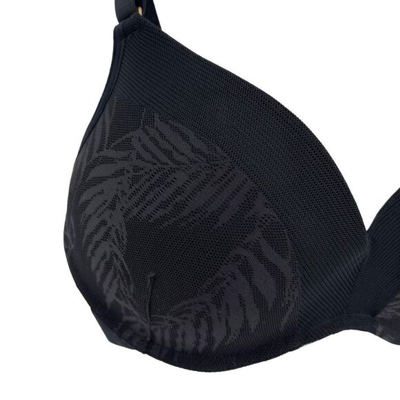 Lively The Smooth Lace No Wire Push Up Bra Jet Black Padded 42383 Women 32DD - Picture 2 of 5